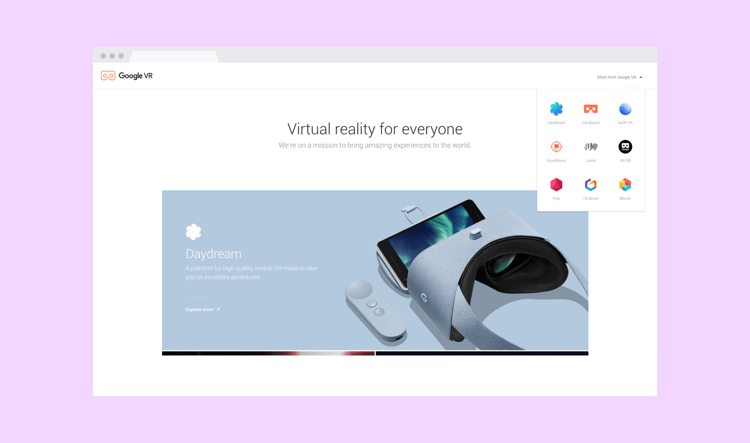 Google VR Menu