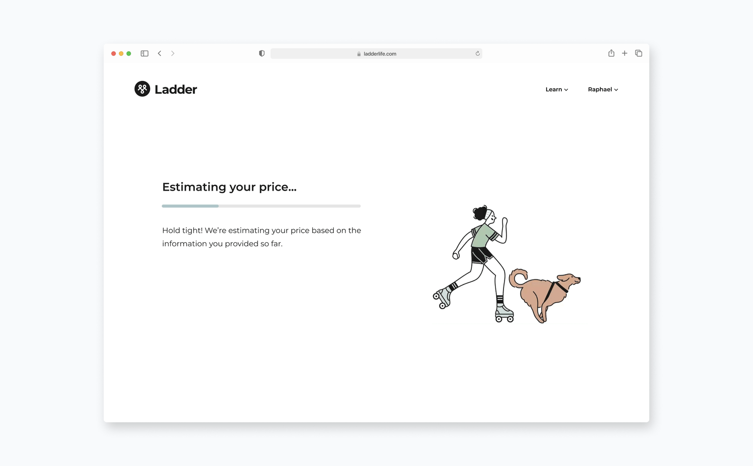 Transitional loading page